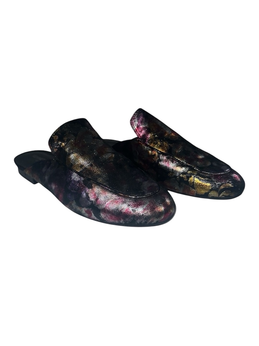 Kenneth Cole Wallice Metallic Brocade Floral Mule Loafers Slip On Size 7.5